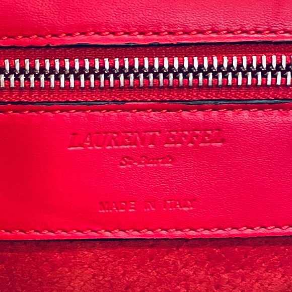 🌟10xHP🌟VTG 2000 NWOT Laurent Effel Red Kid Leather Satchel & Dog Collar Italy - Picture 7 of 15